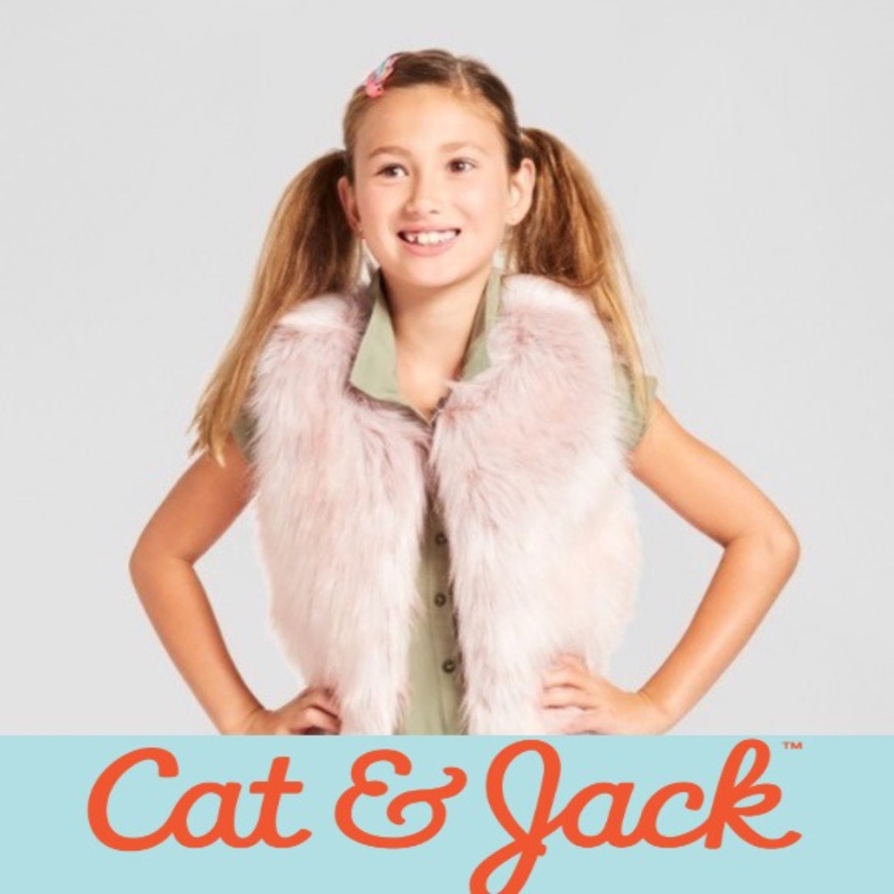 Cat & Jack Faux Fur Rose Gold Lavender Vest